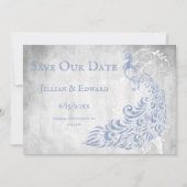 Light Blue Peacock Leaf Vine Save the Date Aankondiging (Voorkant)