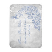 Light Blue Peacock Leaf Vine Save the Date Magnet Magneet (Verticaal)