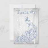 Light Blue Peacock Leaf Vine Table Card Kaart (Voorkant)