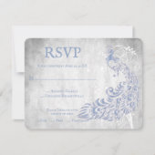 Light Blue Peacock Leaf Vine Wedding RSVP Kaart (Voorkant)
