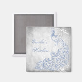Light Blue Peacock Personalized Magnet Magneet (Voorkant / Achterkant)