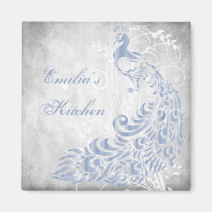 Light Blue Peacock Personalized Magnet Magneet