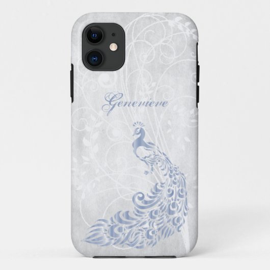 Light Blue Peacock Persoonlijke iPhone 11 Hoesje (Achterkant)