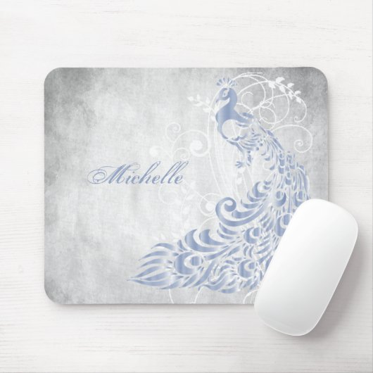 Light Blue Peacock Persoonlijke Mousepad Muismat (Met muis)