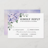 Light Blue Pink Hydrangeas en Eucalyptus bruiloft RSVP Kaartje (Voorkant / Achterkant)
