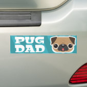 Light Blue Pug Dad Bumpersticker (Op auto)