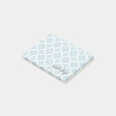 Light blue Quatrefoil Patroonscript naam Post-it® Notes (Schuin)