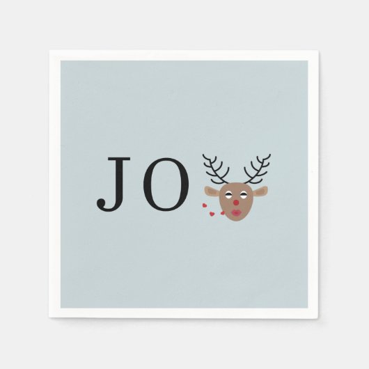Light Blue Reindeer Joy Festive kerstparty Servet (Voorkant)