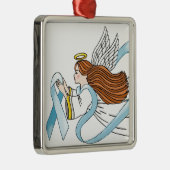 "Light Blue Ribbon" van bewustzijn Metalen Ornament (Rechts)