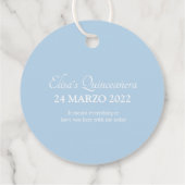 Light Blue Rozen Floral Quinceanera Dank u Bedankjes Labels (Achterkant)