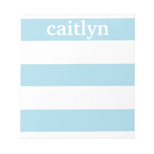 Light Blue Rugby Stripes Personeelsklaar Notitieblok (Voorkant)