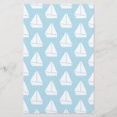 Light Blue Sailboat Patroon Briefpapier (Voorkant)
