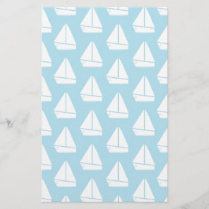 Light Blue Sailboat Patroon Briefpapier