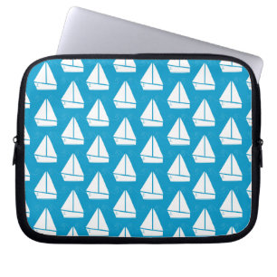 Light Blue Sailboat Patroon Laptop Sleeve