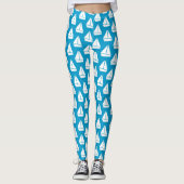 Light Blue Sailboat Patroon Leggings (Voorkant)