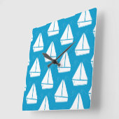 Light Blue Sailboat Patroon Vierkante Klok (Hoek)