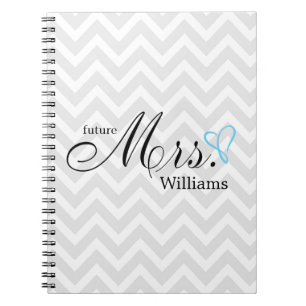 Light Blue Scribged Heart Future Mrs Wedding Notitieboek