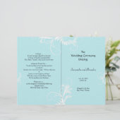 Light Blue Scrollwork Folded Wedding Program (Staand voorkant)