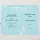 Light Blue Scrollwork Folded Wedding Program (Voorkant / Achterkant)