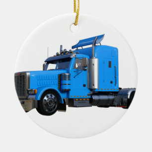 Light Blue Semi Truck in Three Quarter Uitzicht Keramisch Ornament