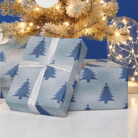 Light Blue Silent Night-kerstboom Cadeaupapier (Feestdagen)