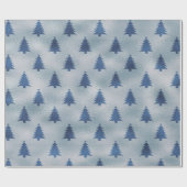 Light Blue Silent Night-kerstboom Cadeaupapier (Vlak)