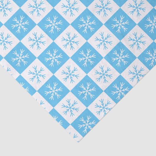 Light Blue Snowflake Checkered Pattern Kerstmis Tissuepapier (Detail)