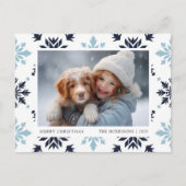 Light Blue Snowflake Feestdagenkaart (Voorkant)