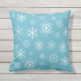 Light Blue Snowflake-kerstontwerp Buitenkussen