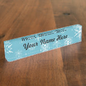 Light Blue Snowflake-kerstontwerp Naambordje (Zijkant)