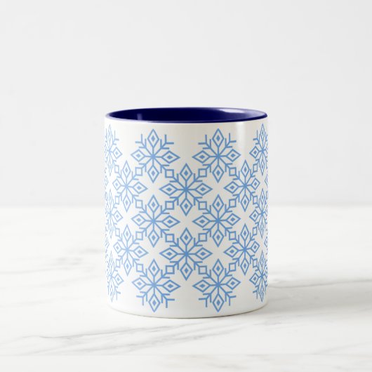 Light Blue Snowflake Pattern Mok (Center)