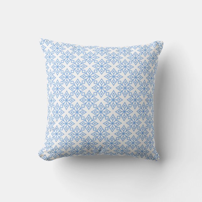 Light Blue Snowflake Pattern Square Pillow Kussen (Voorkant)