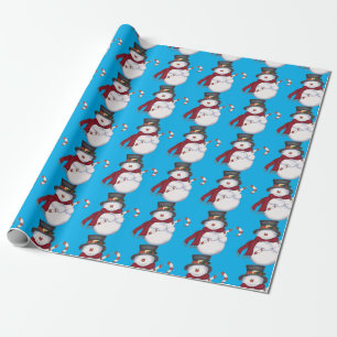 Light Blue Snowman Wrapping Paper Cadeaupapier