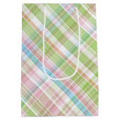 Light Blue Soft Green Blush Pink Pset Art Patroon Medium Cadeauzakje (Achterkant)