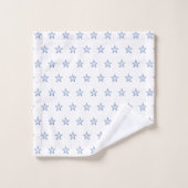Light Blue Star Pattern op Navy Blue & White Bad Handdoek (Wasdoekje)