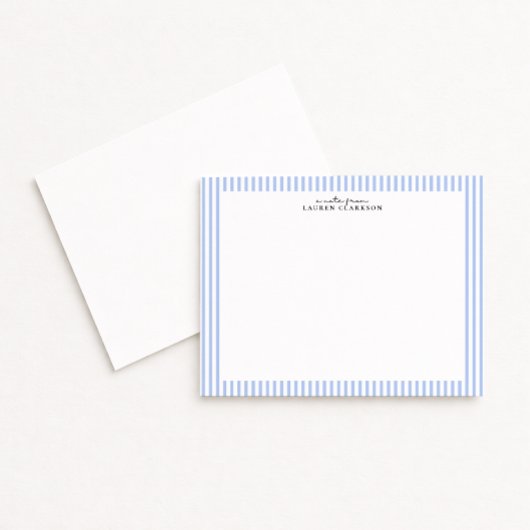 Light Blue Stripe Border Note Card Kaart