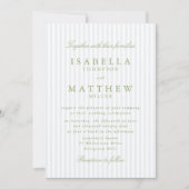 Light Blue Striped Classic Wedding Invitation Kaart (Voorkant)