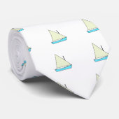 Light Blue Sunfish Sailboat Illustration Stropdas (Opgerold)