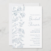 Light Blue Toile Bridal Shower Invitation Kaart (Voorkant)