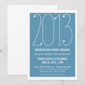 Light Blue Trendy 2013 Graduation Invitation (Devant / Derrière)