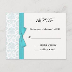 Light Blue Turquoise RSVP Response Kaart