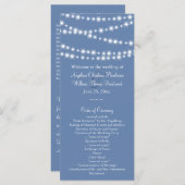Light Blue Twinkle Lights Wedding Programme Programma (Voorkant / Achterkant)