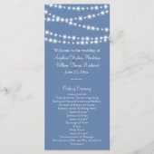 Light Blue Twinkle Lights Wedding Programme Programma (Voorkant)