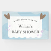 Light Blue Twinkle Star Baby shower Welkom Spandoek (Horizontaal)