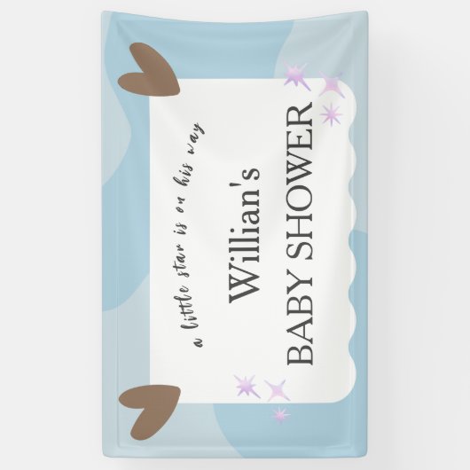 Light Blue Twinkle Star Baby shower Welkom Spandoek (Verticaal)