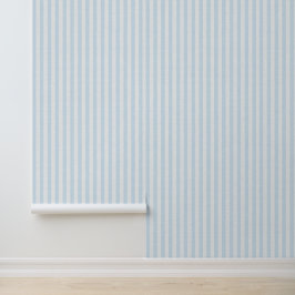 Light Blue Vertical Stripes Linen Look Coastal Behang