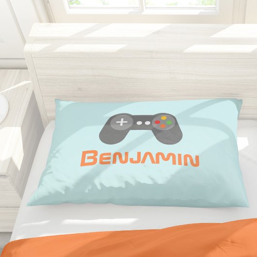Light Blue Video Game Controller Kussensloop
