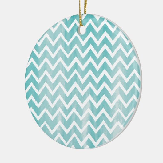 Light Blue Waterverf Chevron Pattern Keramisch Ornament (Links)