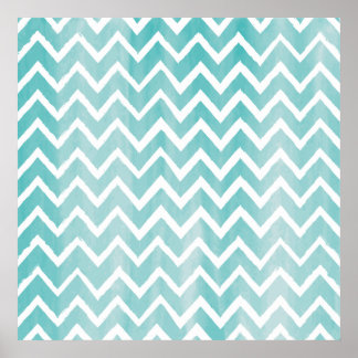 Light Blue Waterverf Chevron Pattern Poster