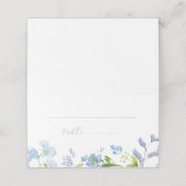 Light Blue Waterverf Flowers Folded Escort Kaart (Buitenkant ongevouwen)